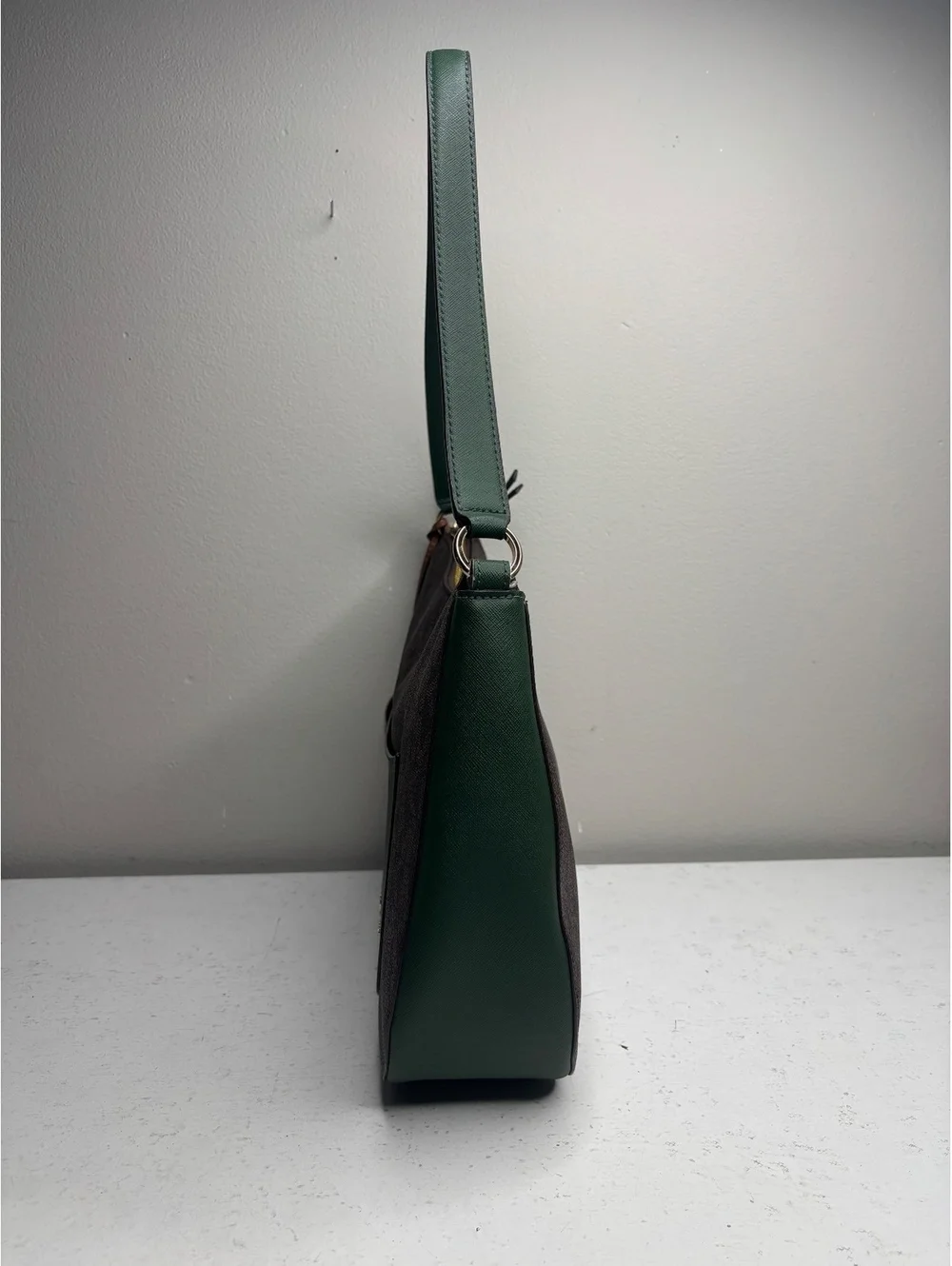 Michael Kros Signature Logo Hobo Bag Green & Brown